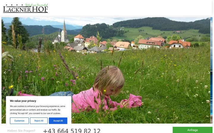 Screenshot of lacknerhof.net