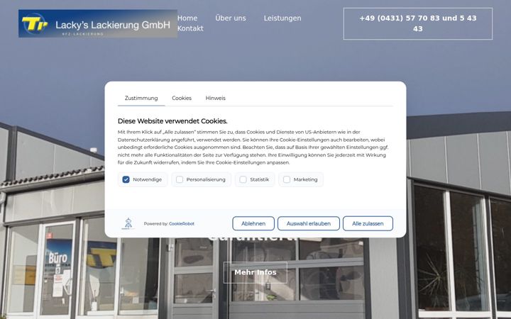 Screenshot of lackyslackierung.de