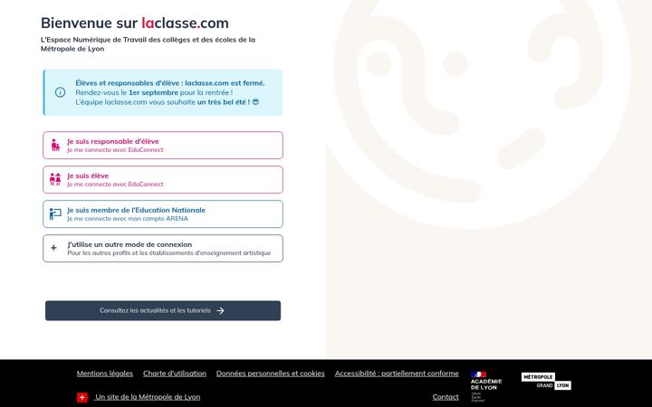 Screenshot of laclasse.com