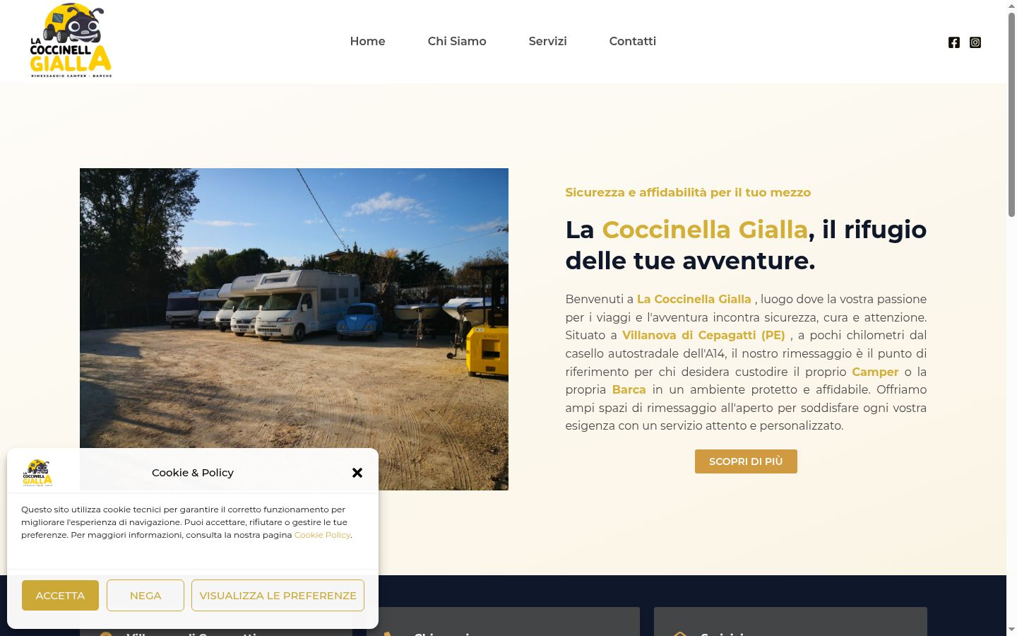 Screenshot del banner di consenso mostrato prima di qualsiasi interazione
