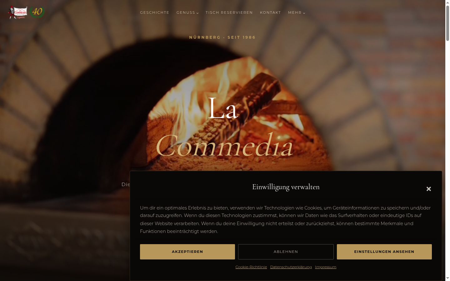 Screenshot del banner di consenso mostrato prima di qualsiasi interazione