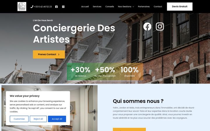 Screenshot of laconciergeriedesartistes.fr