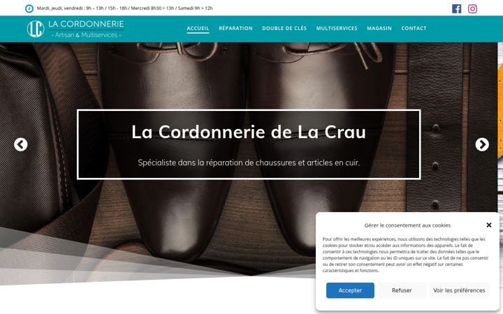 Screenshot of lacordonnerielacrau.fr