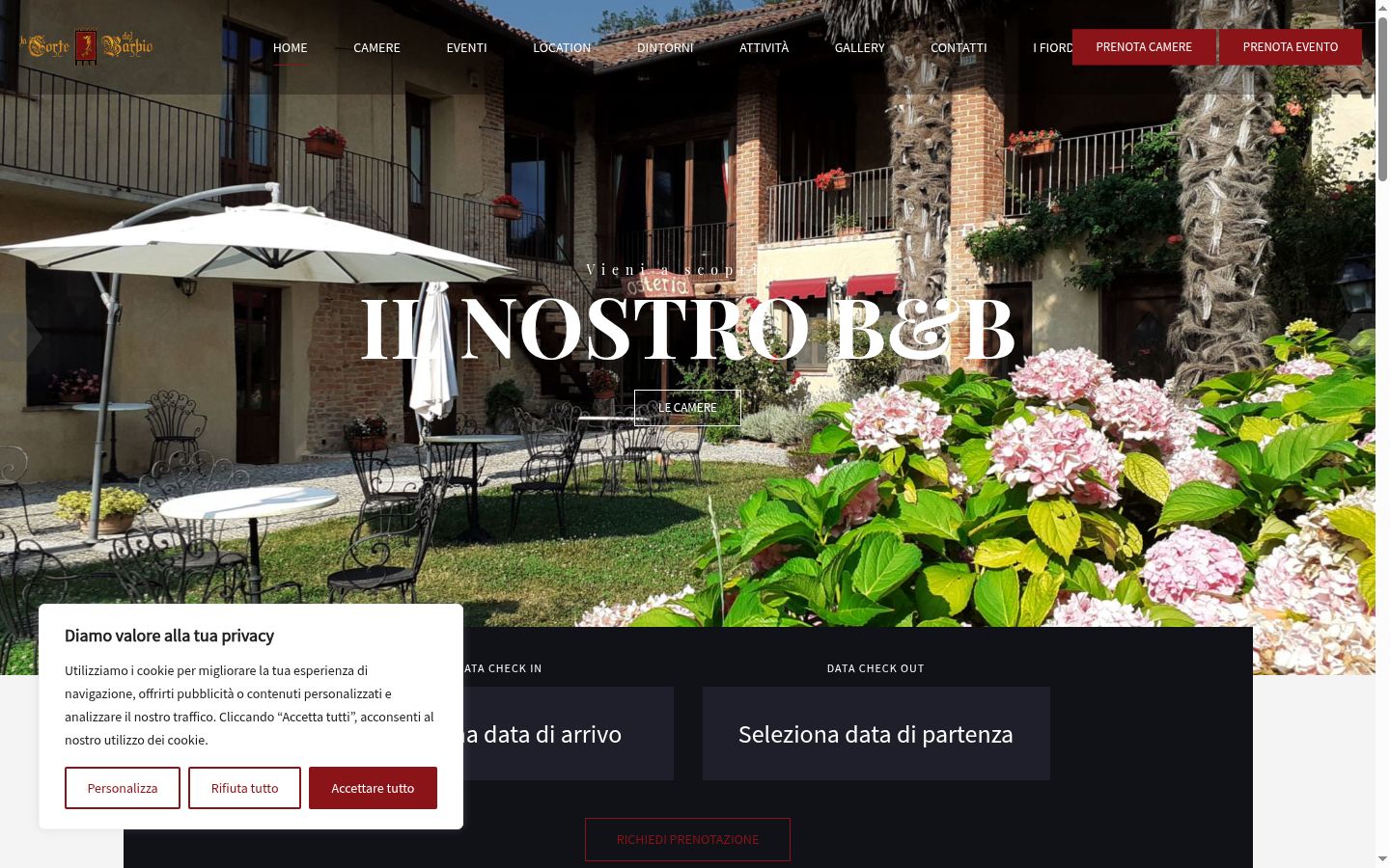 Screenshot del banner di consenso mostrato prima di qualsiasi interazione