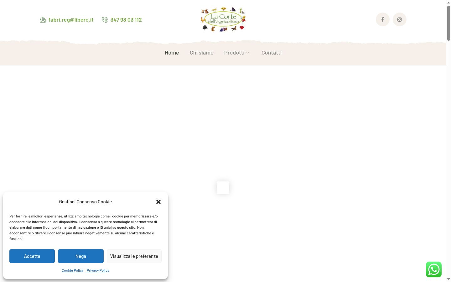 Screenshot del banner di consenso mostrato prima di qualsiasi interazione
