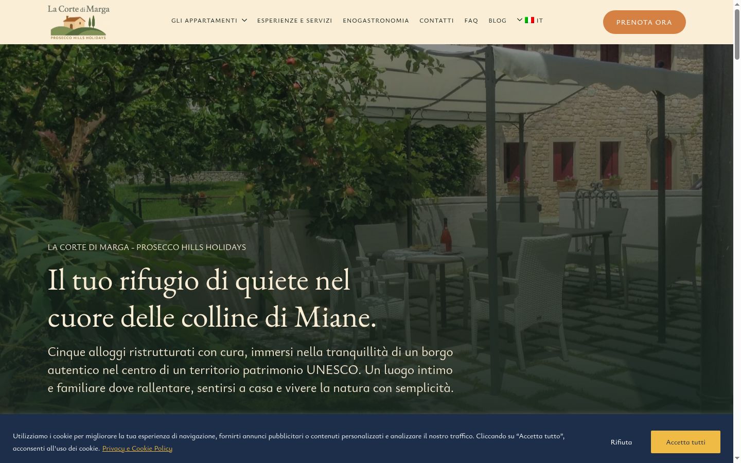 Screenshot del banner di consenso mostrato prima di qualsiasi interazione