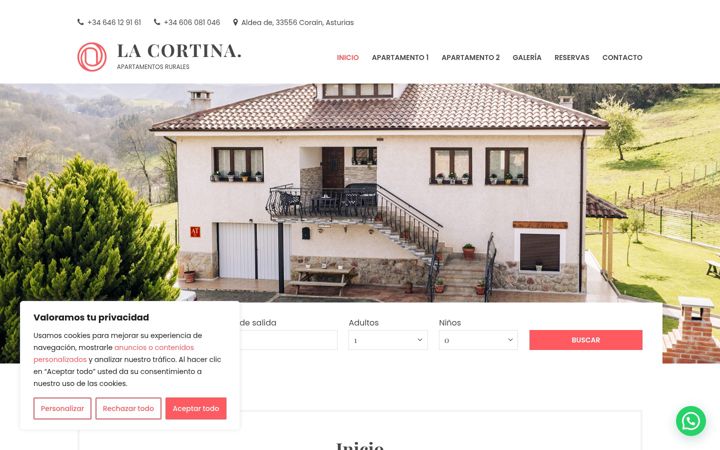 Screenshot of lacortinapartamentos.com