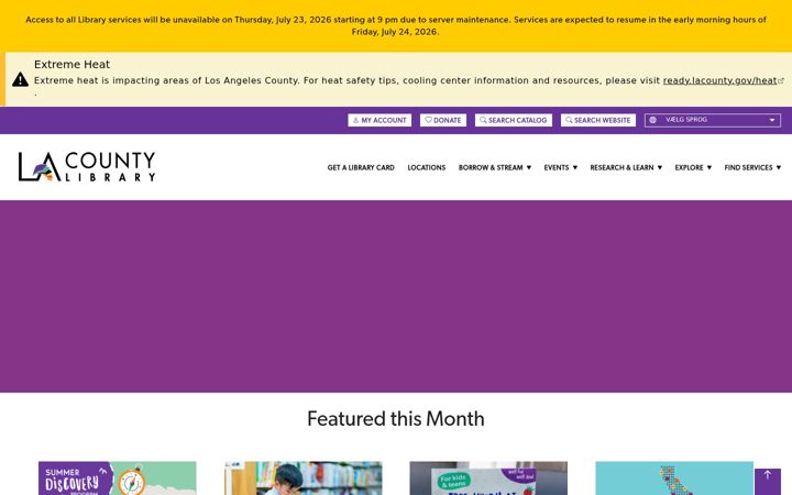 Screenshot ta' lacountylibrary.org