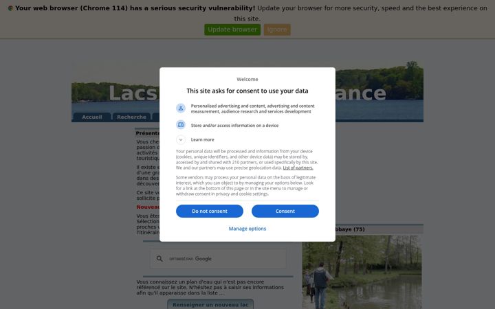Screenshot of lacs-et-etangs-de-france.fr