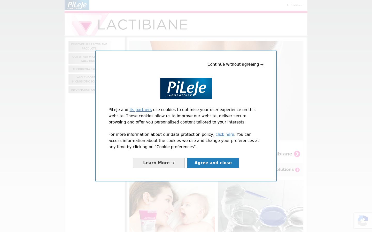 Screenshot del banner di consenso mostrato prima di qualsiasi interazione