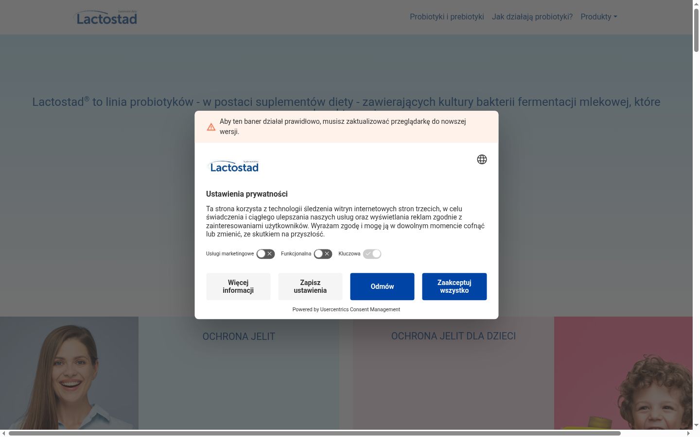 Screenshot des Einwilligungsbanners vor jeglicher Interaktion