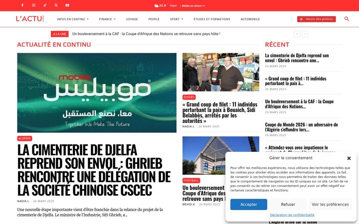 Screenshot of lactualgerie.com