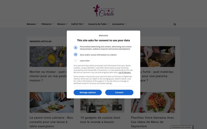 Screenshot of lacuisinedecarole.com
