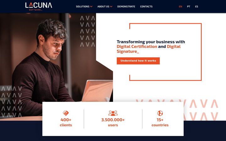 Screenshot of lacunasoftware.com