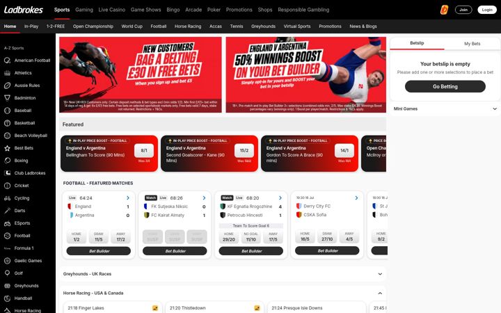 Posnetek zaslona ladbrokes.com