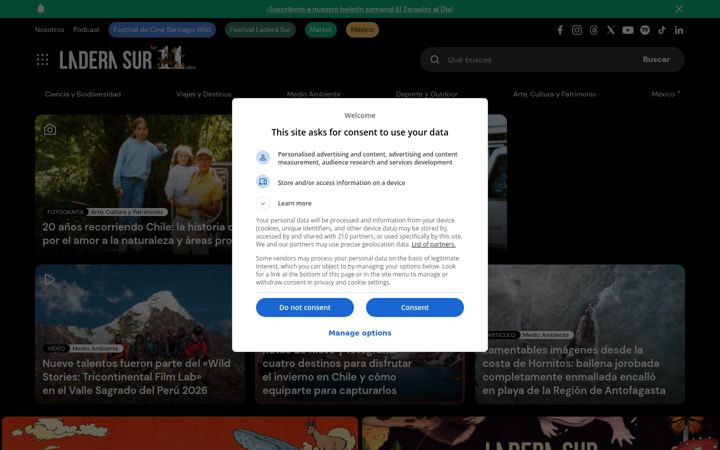 Screenshot of laderasur.com