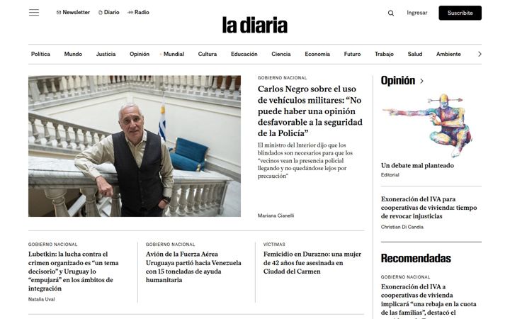 Screenshot of ladiaria.com.uy