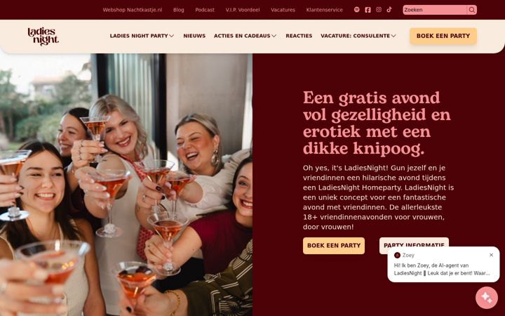 Screenshot of ladiesnight.nl