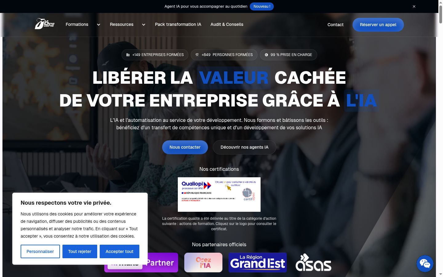 Screenshot del banner di consenso mostrato prima di qualsiasi interazione