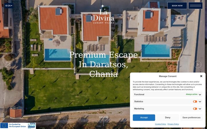 Screenshot of ladivinaluxuryvillas.gr
