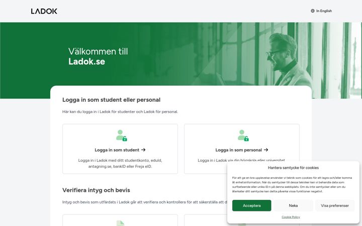 Screenshot of ladok.se