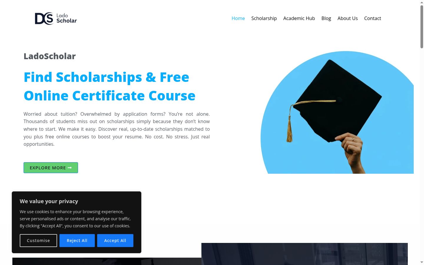 Screenshot of the consent banner shown before any interaction