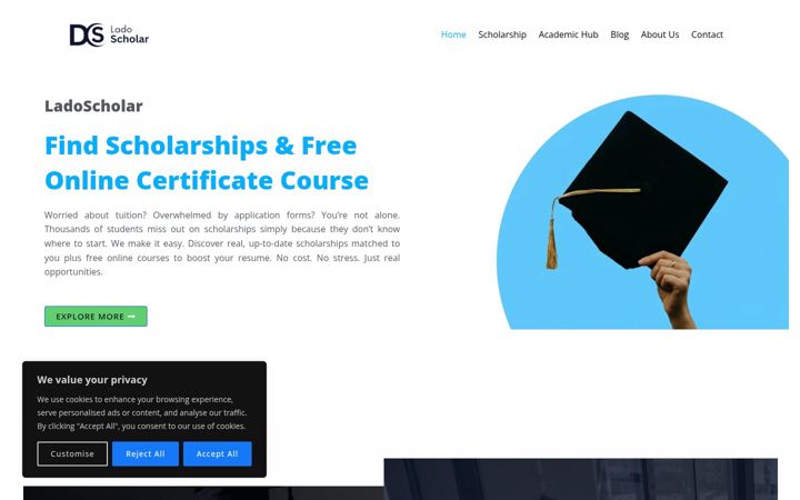Screenshot of ladoscholar.com