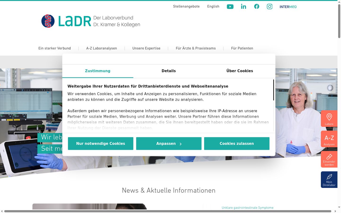 Screenshot del banner di consenso mostrato prima di qualsiasi interazione