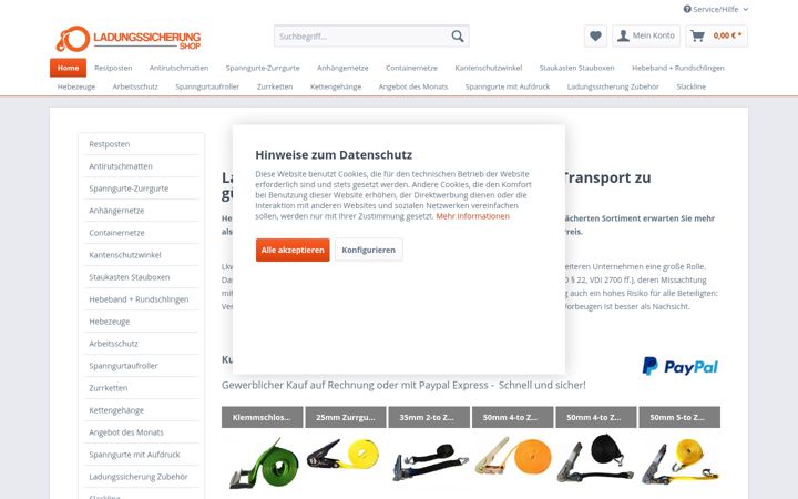 Screenshot of ladungssicherung-shop.de