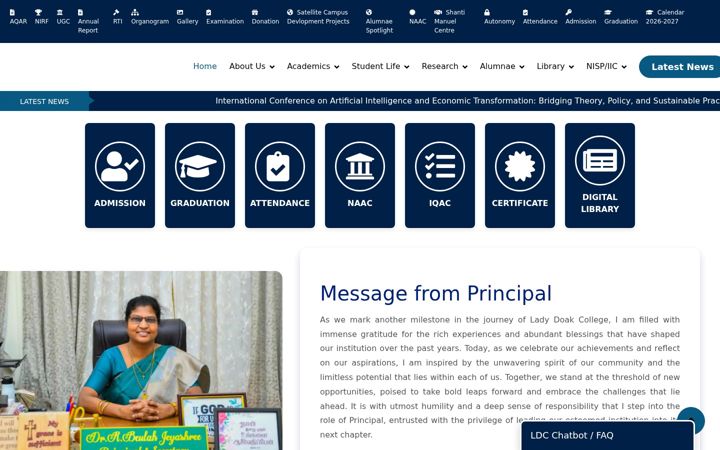 Screenshot of ladydoakcollege.edu.in
