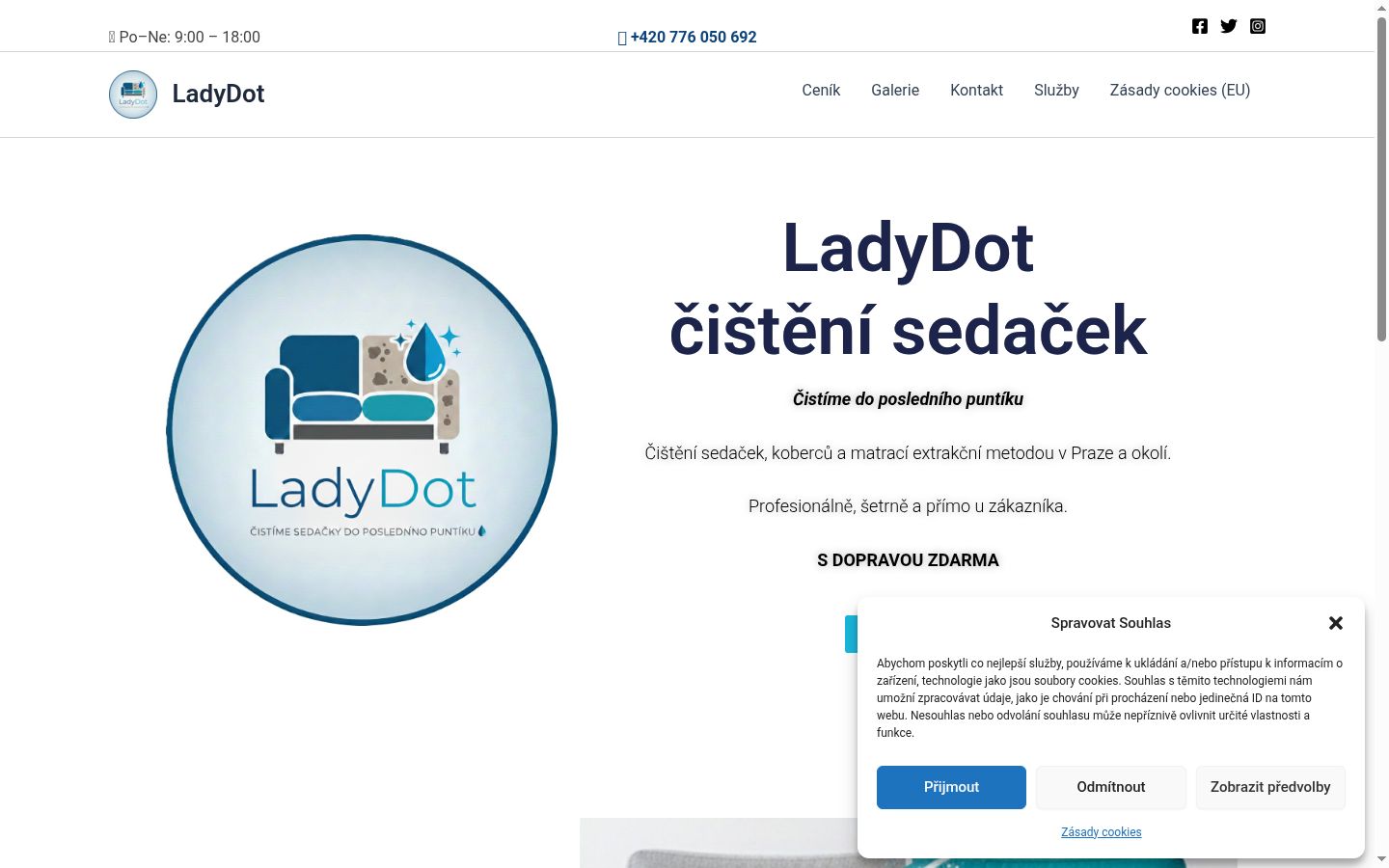 Snímek obrazovky baneru souhlasu zobrazeného před jakoukoli interakcí