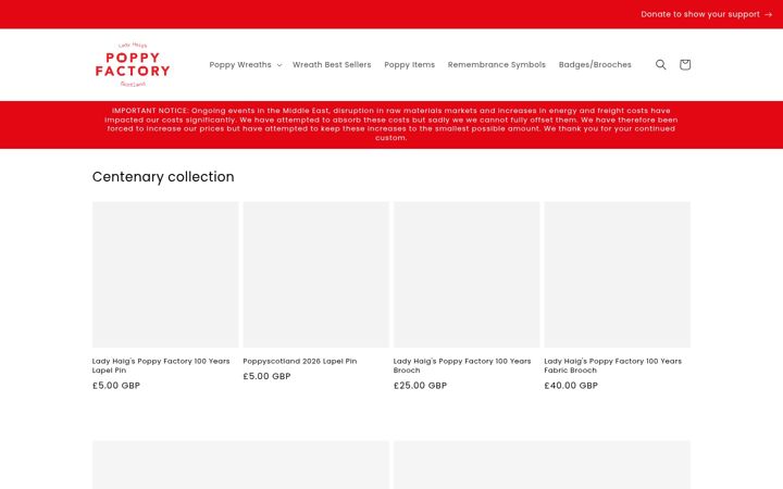 Screenshot of ladyhaigspoppyfactory.org.uk