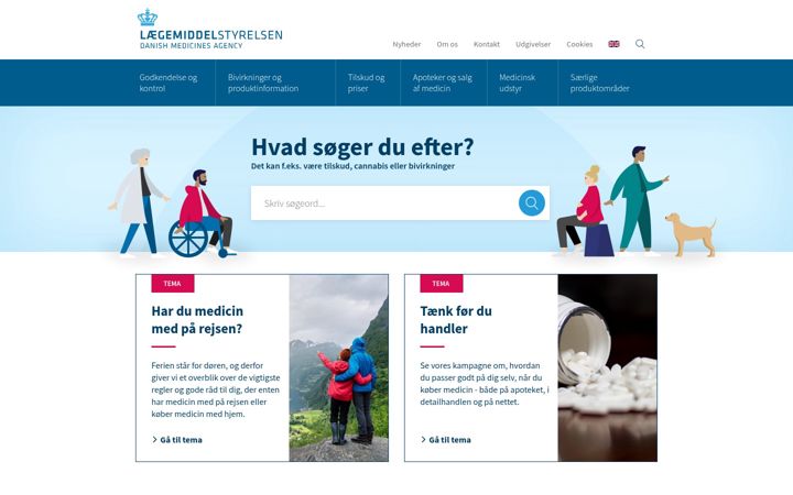 Screenshot of laegemiddelstyrelsen.dk