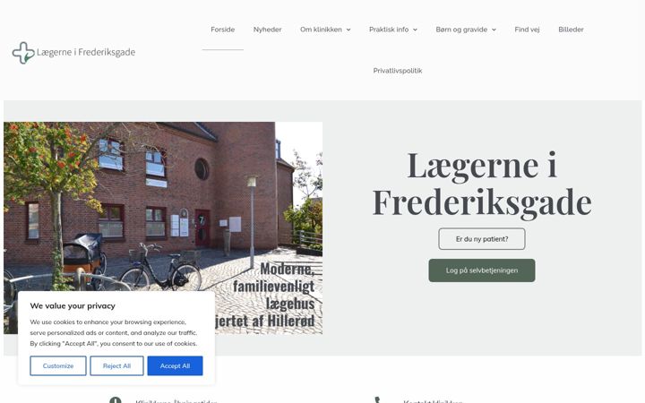 Screenshot of laegerneifrederiksgade.dk