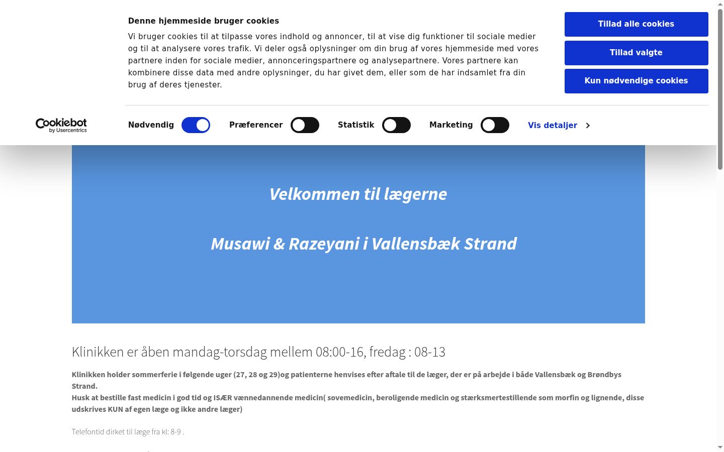 Screenshot van de toestemmingsbanner zoals getoond vóór enige interactie