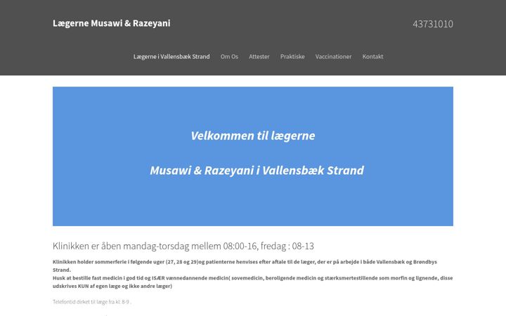 Screenshot van laegernevallensbaek.dk