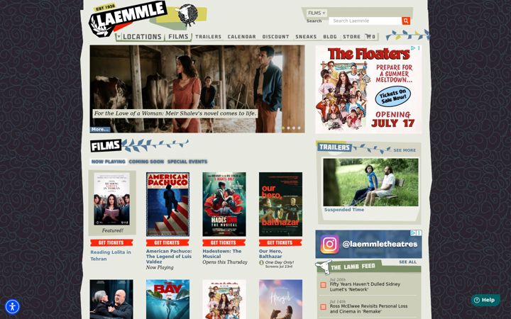 Screenshot stránky laemmle.com