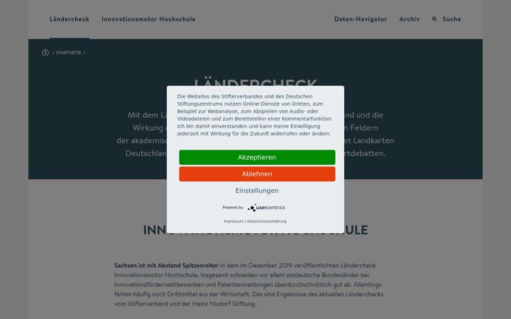 Screenshot of laendercheck-wissenschaft.de