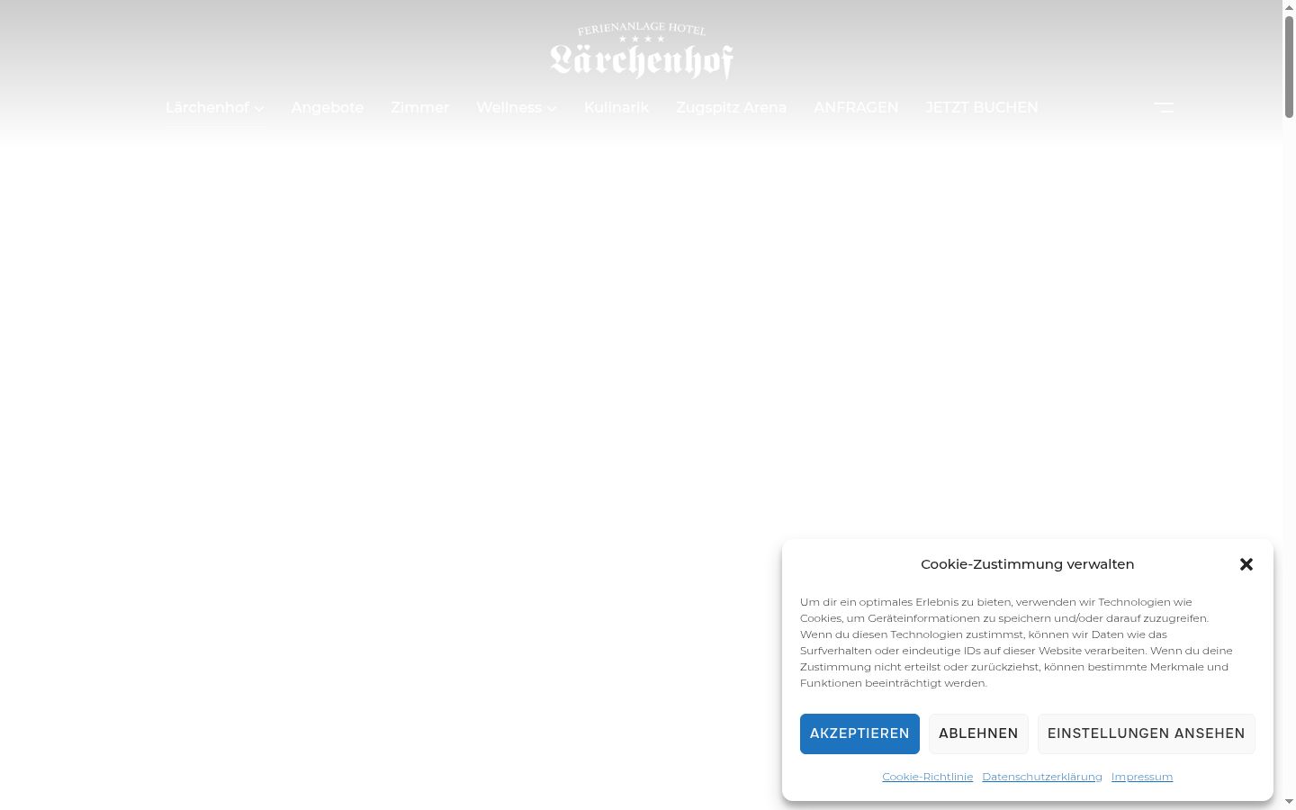 Screenshot des Einwilligungsbanners vor jeglicher Interaktion