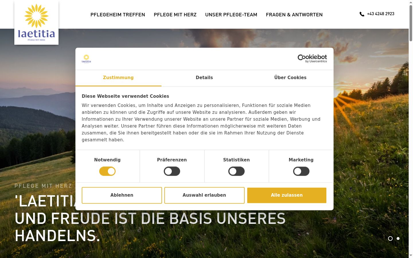 Ekrānuzņēmums ar piekrišanas baneri, kas tika rādīts pirms jebkādas mijiedarbības