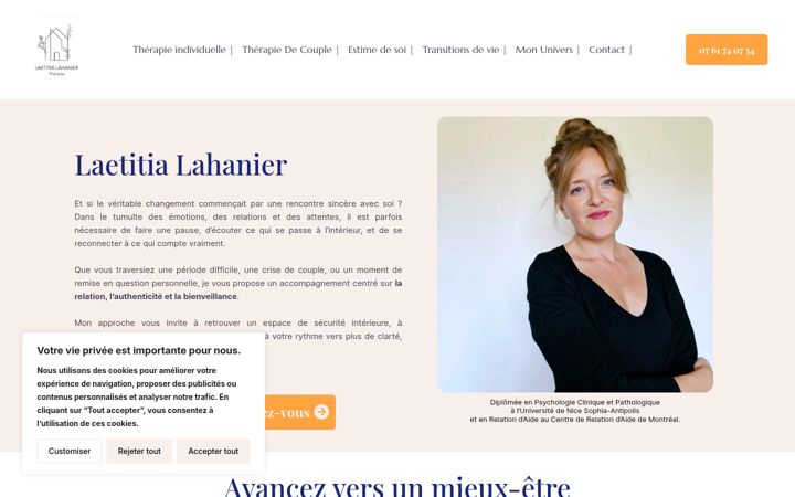 Screenshot of laetitialahanier.com
