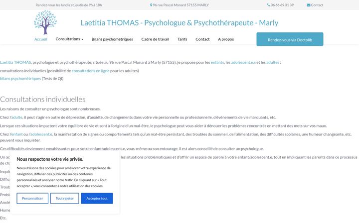 Screenshot of laetitiathomas-psychologue.fr
