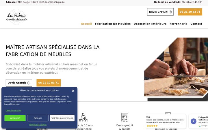 Screenshot of lafabric-mobilierartisanal.fr