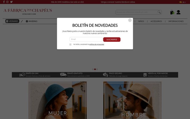 Screenshot of lafabricadesombreros.es