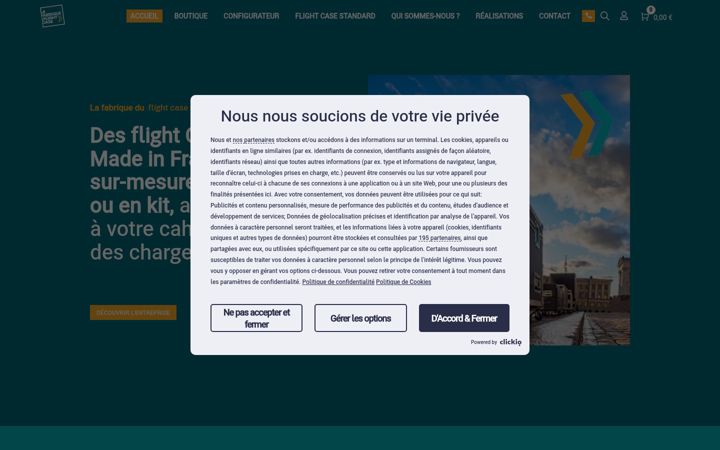 Screenshot stránky lafabriqueduflightcase.fr