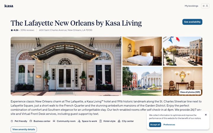 Screenshot of lafayettehotelneworleans.com