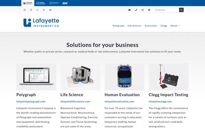Screenshot of lafayetteinstrument.com