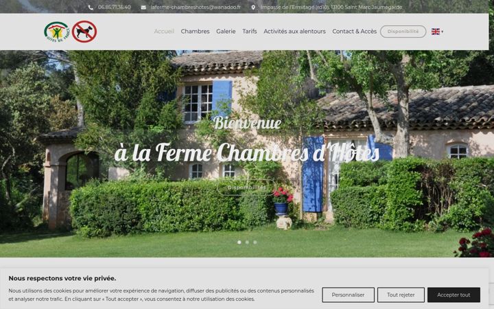 Screenshot of laferme-chambreshotes.com