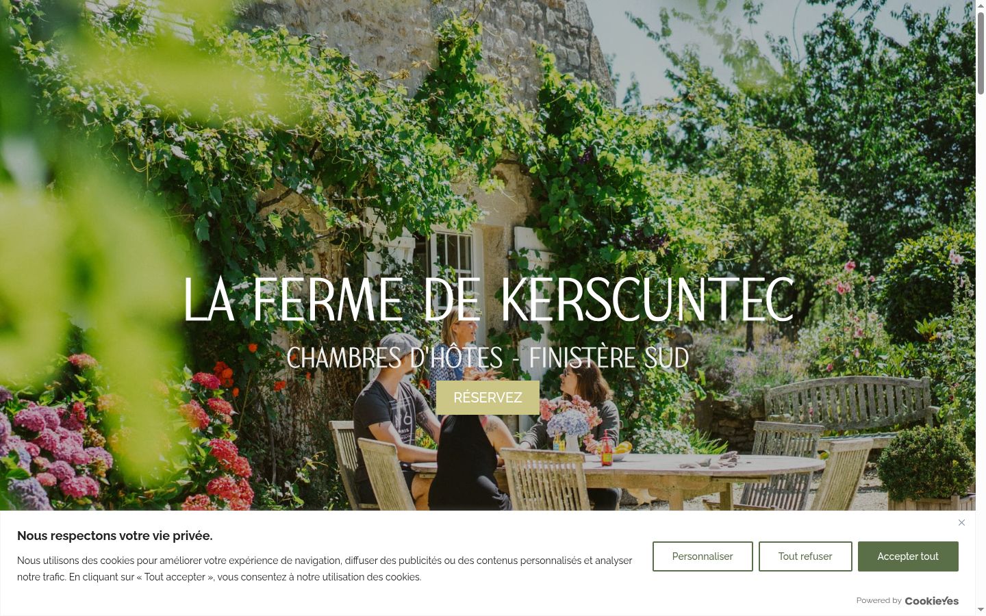 Capture d'écran de la bannière de consentement affichée avant toute interaction