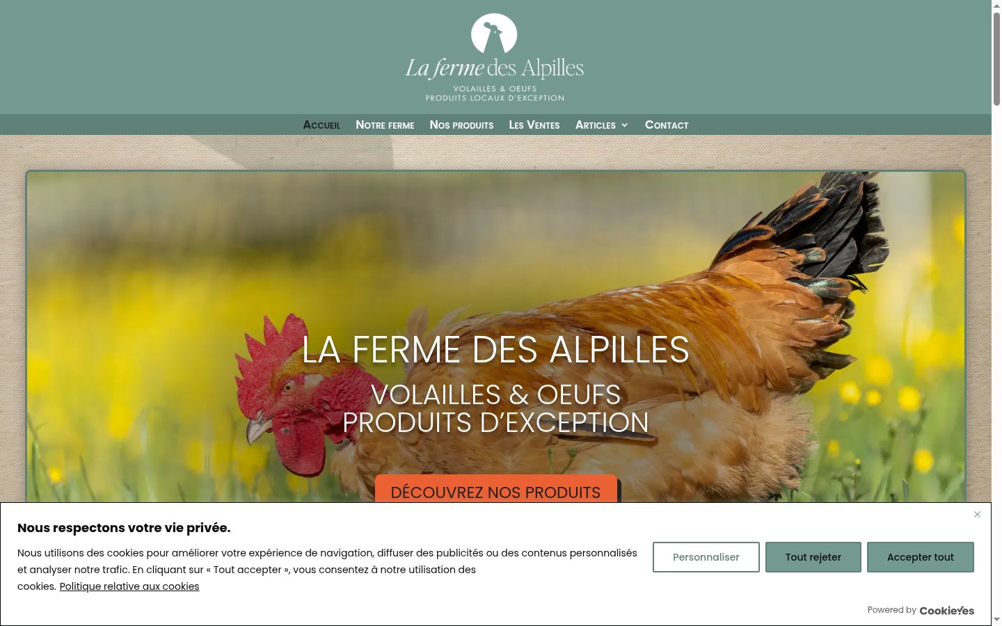 Capture d'écran de la bannière de consentement affichée avant toute interaction